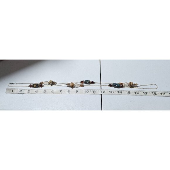 African Trade Bead Inspired Necklace Gold Tone Chain Fashion Jewelry Women - Picture 6 of 7